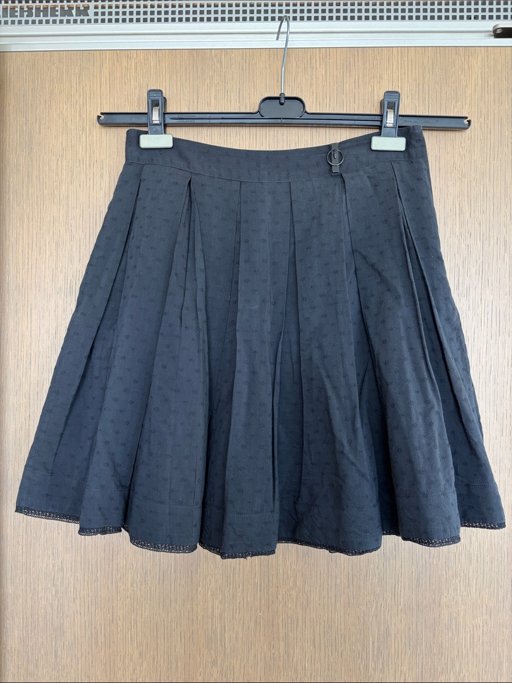 Cavalli Class Black Pleated Circle Skirt with Ring Accent